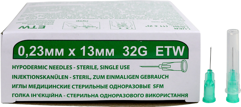 Иглы медицинские стерильные одноразовые SFM 0,23мм х 4 мм 32G ETW №50 СРОК 08.2027